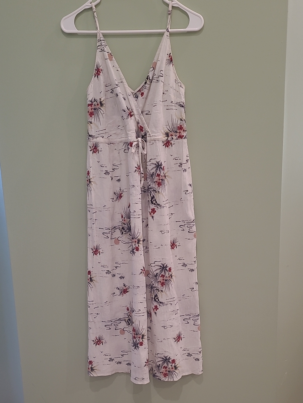 Reformation White Floral Wrap Maxi Dress with Red Accents